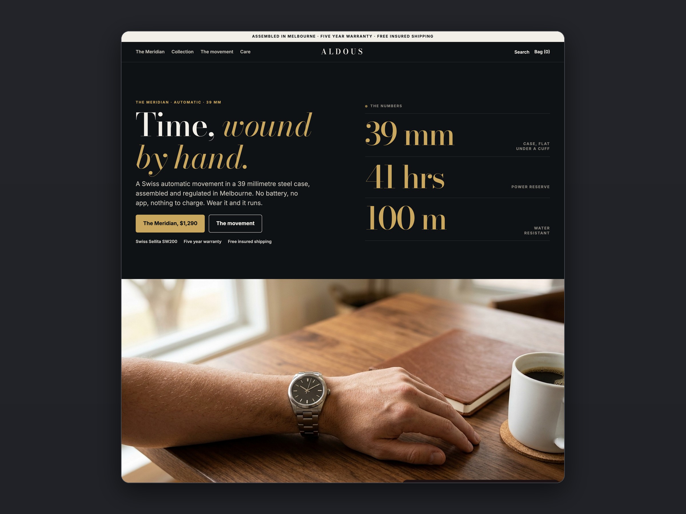 Aldous store, homepage