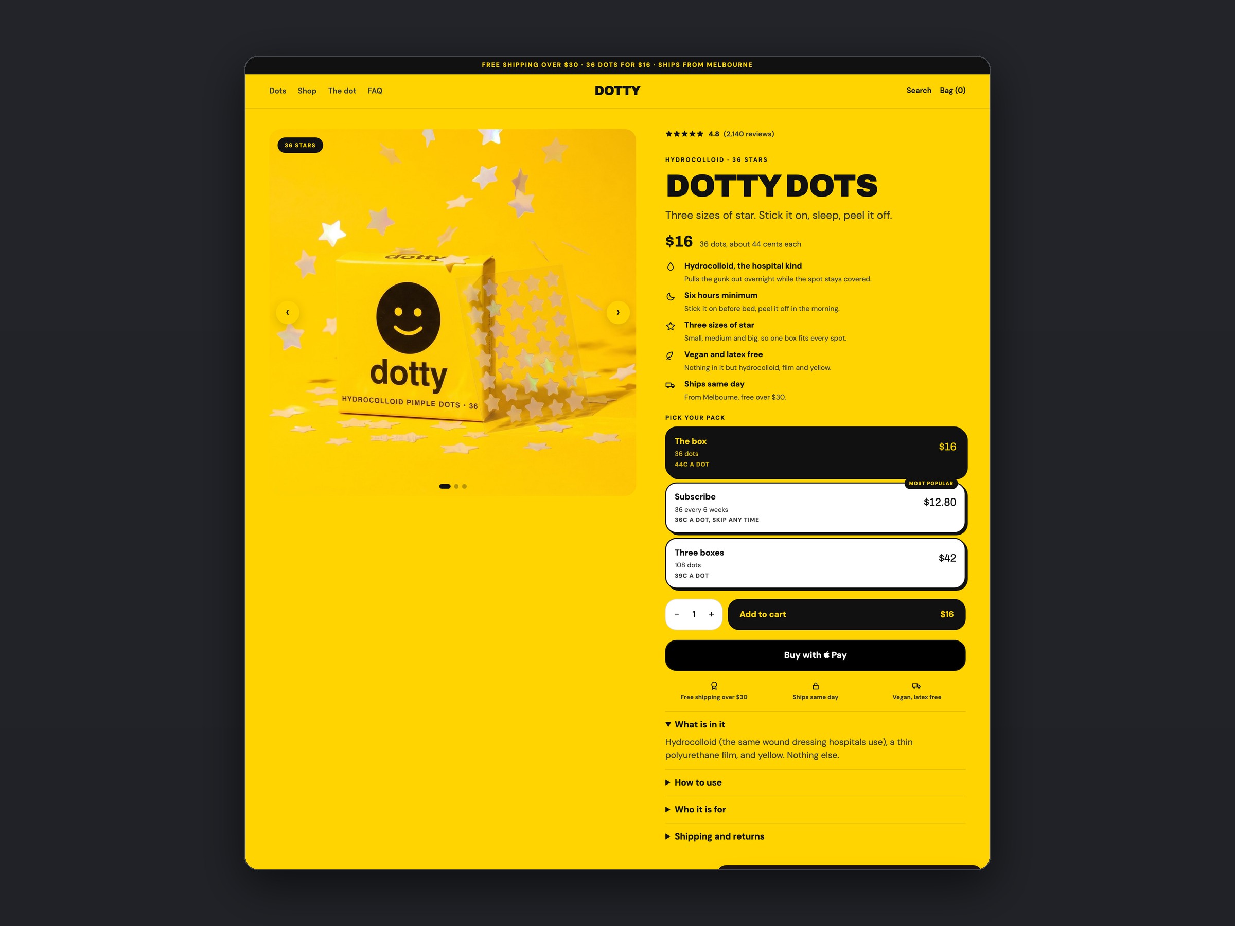 dotty store, a second page