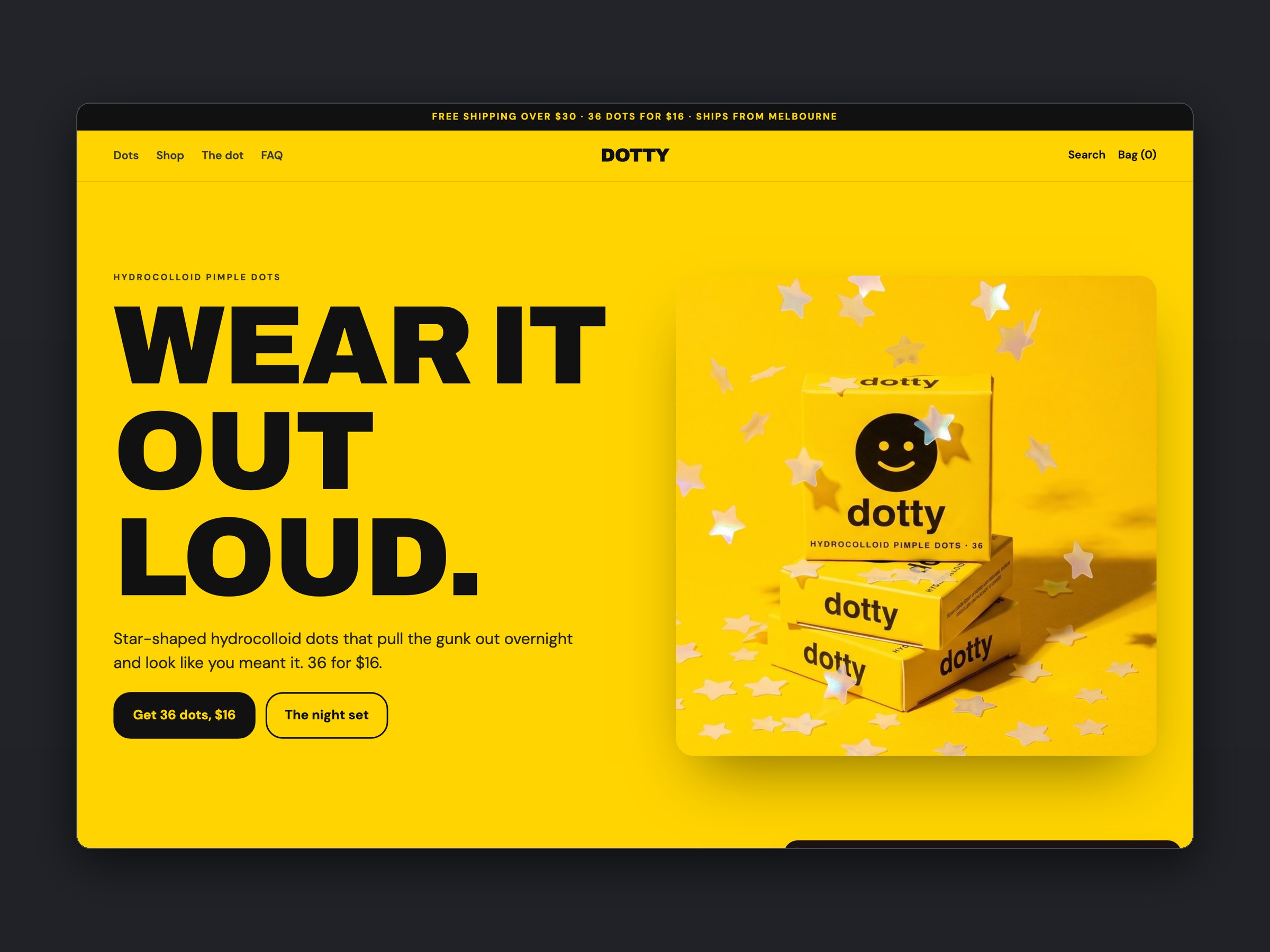 dotty store, homepage