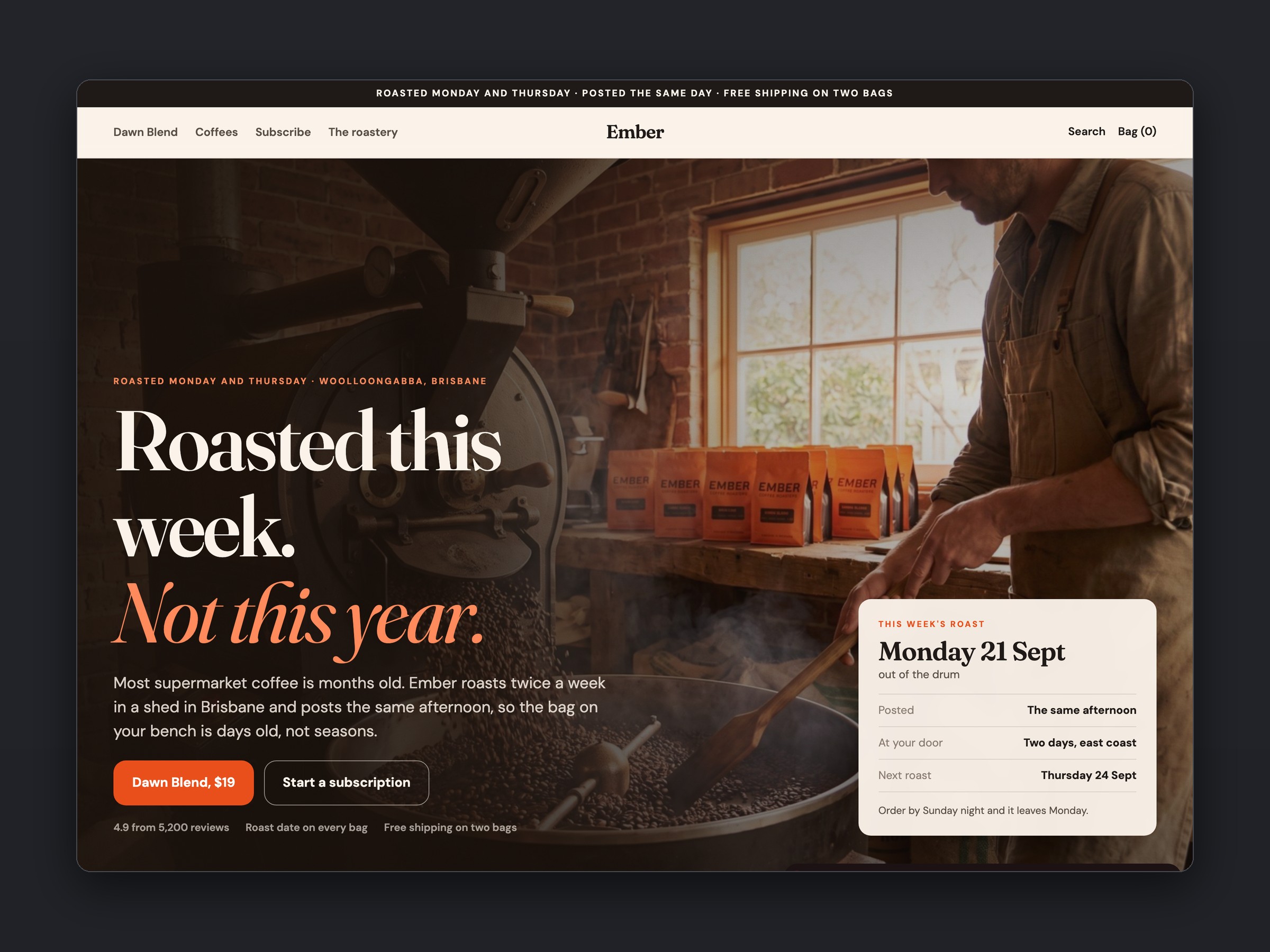 Ember store, homepage
