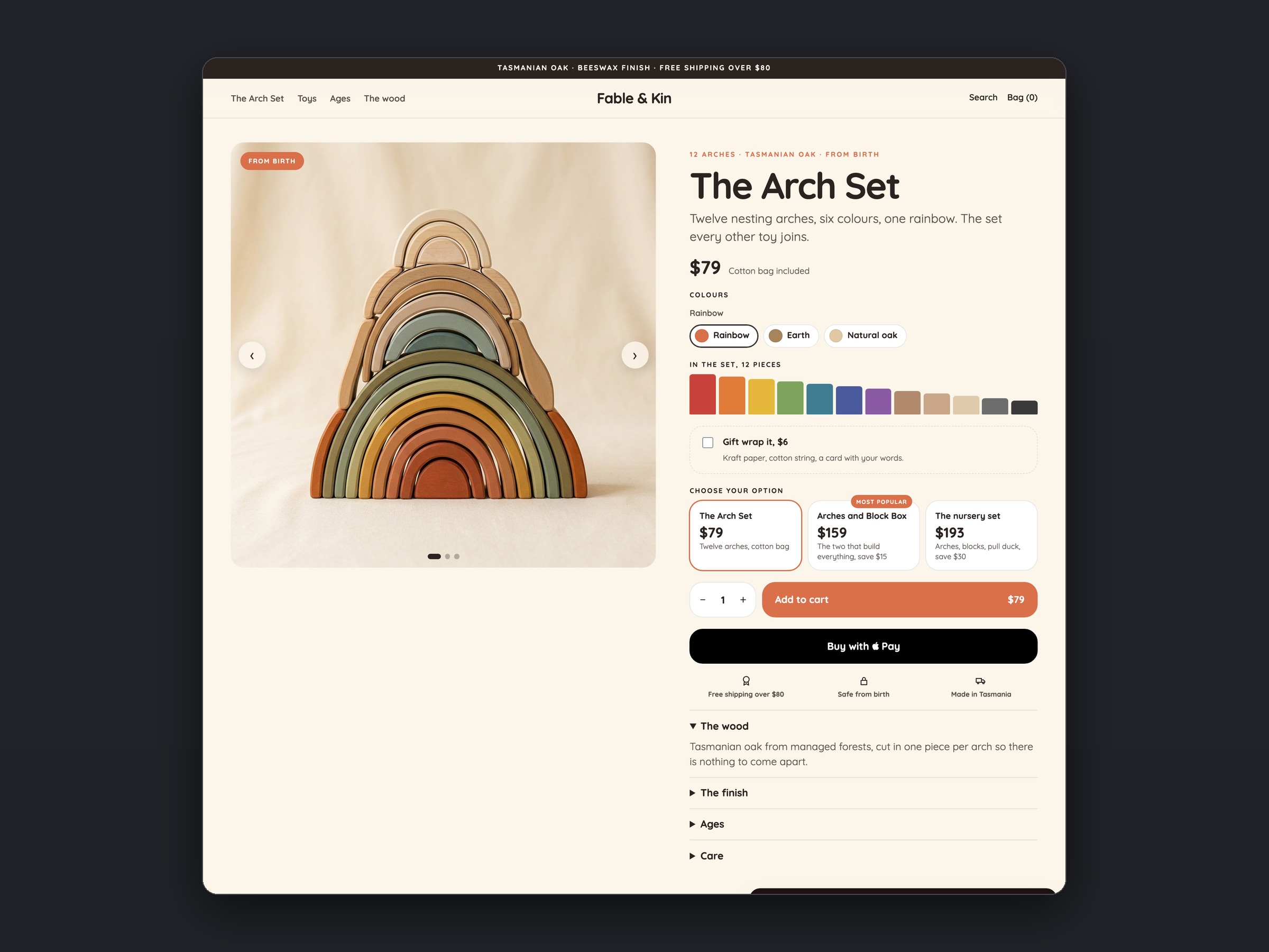 Fable & Kin store, a second page
