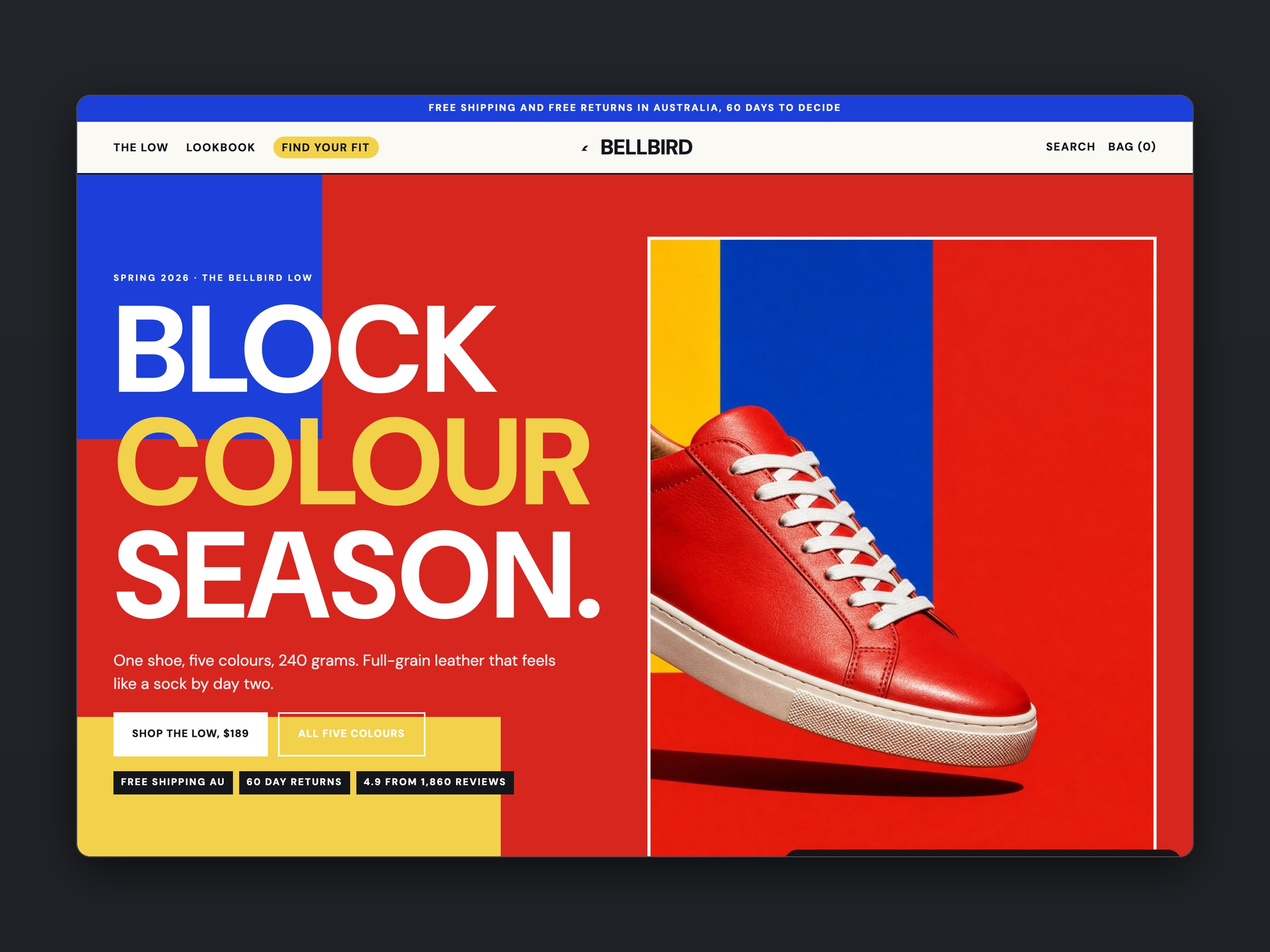 Bellbird store, homepage