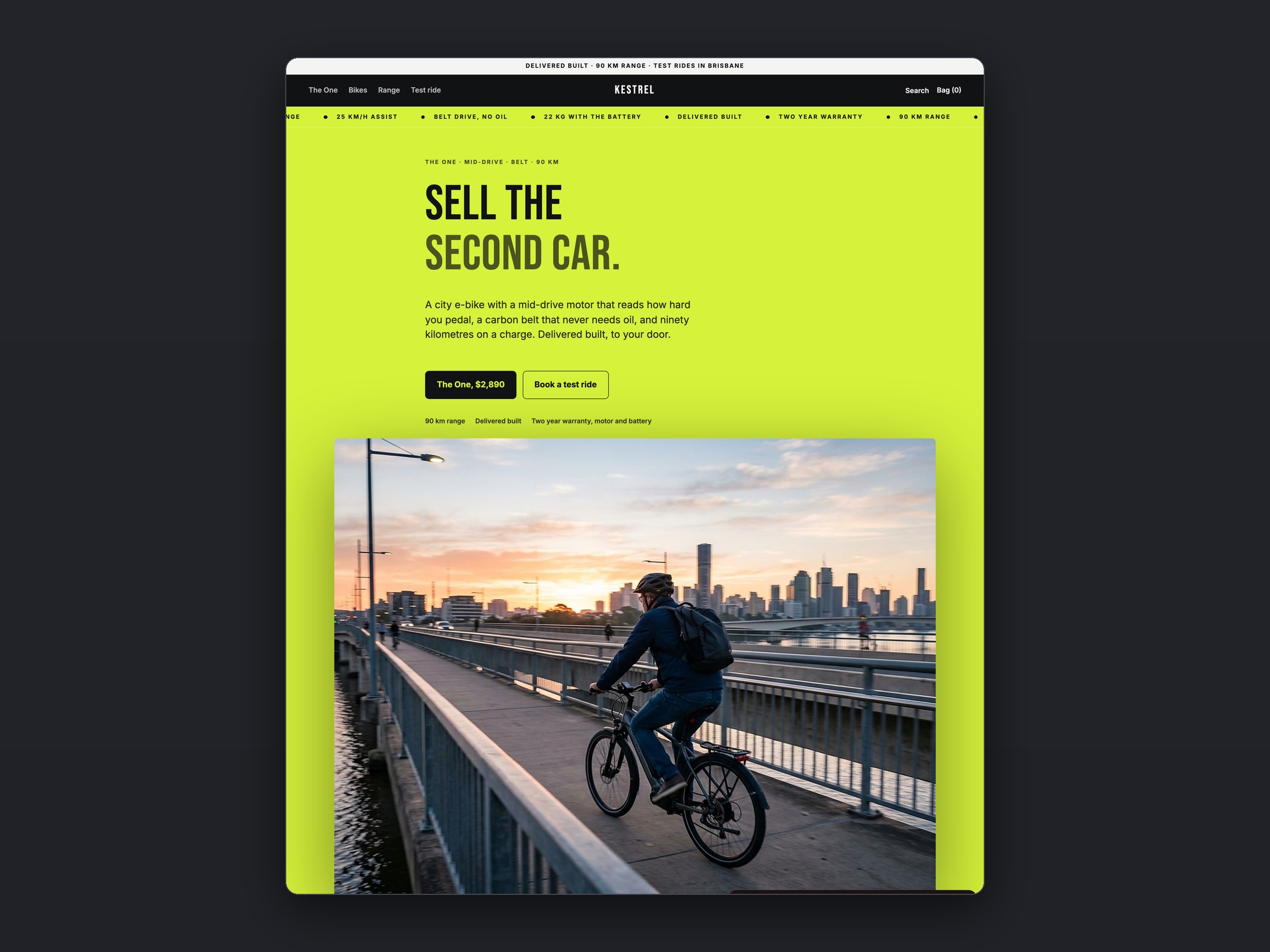 Kestrel store, homepage