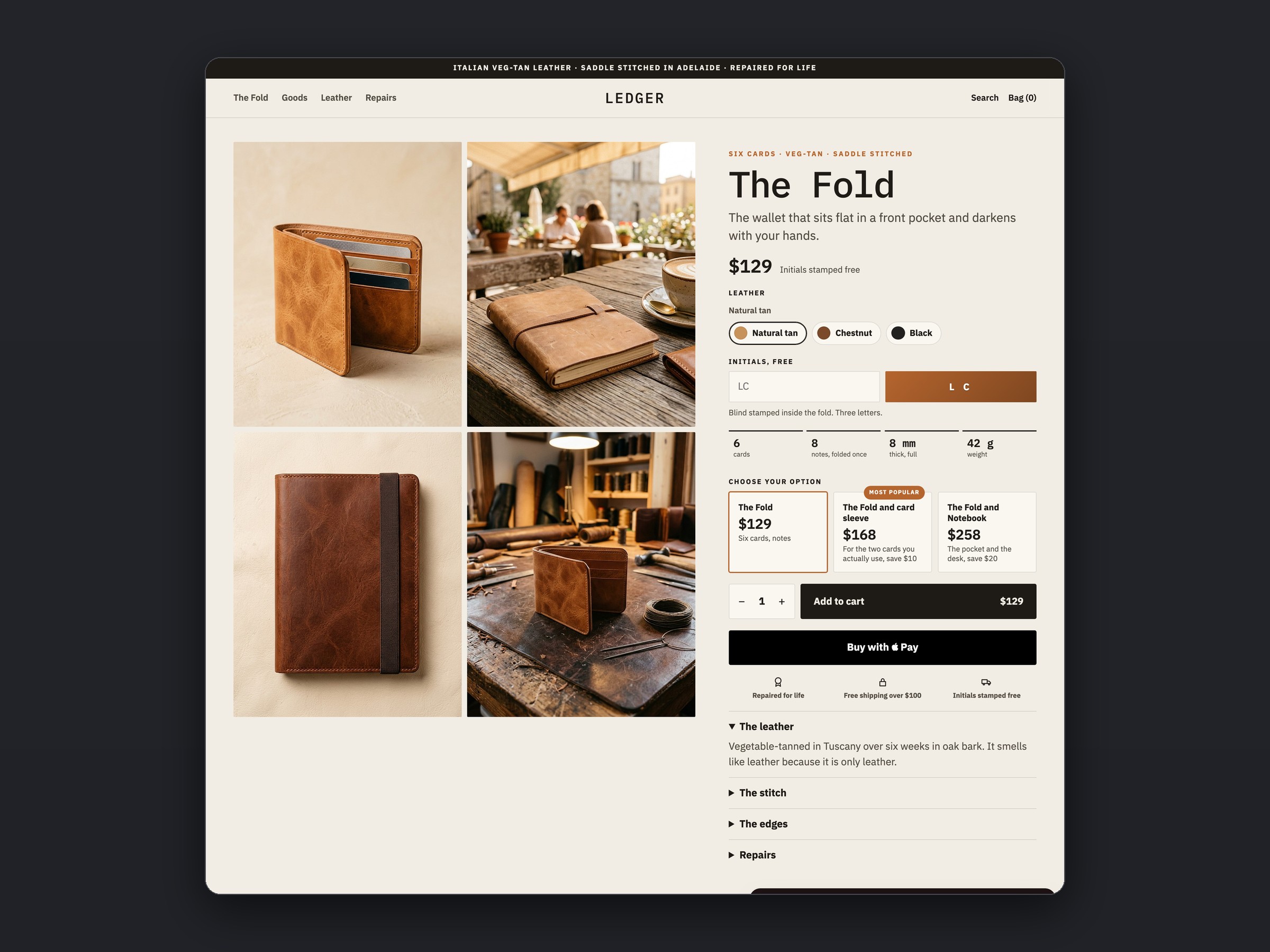 Ledger store, a second page