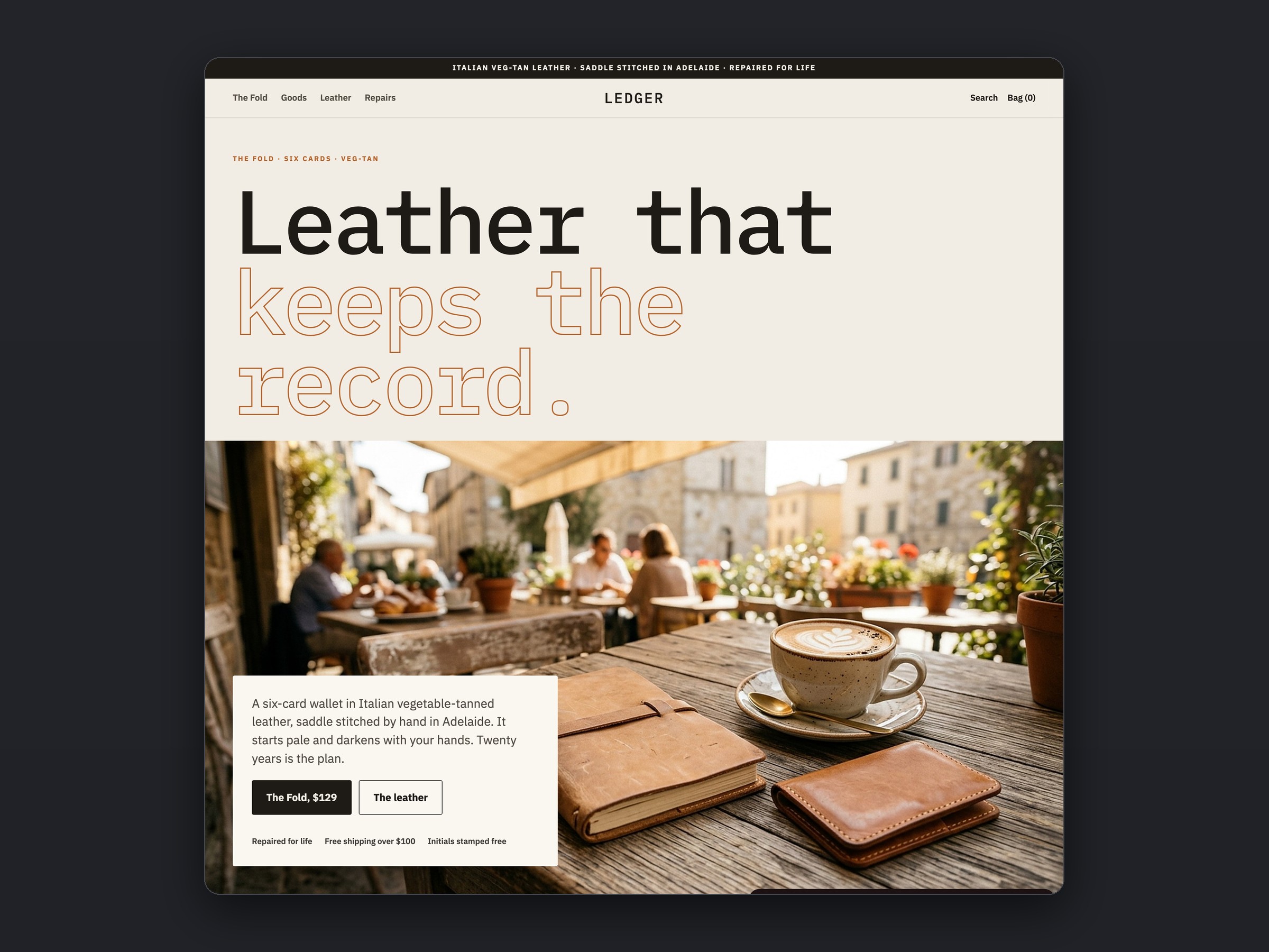 Ledger store, homepage