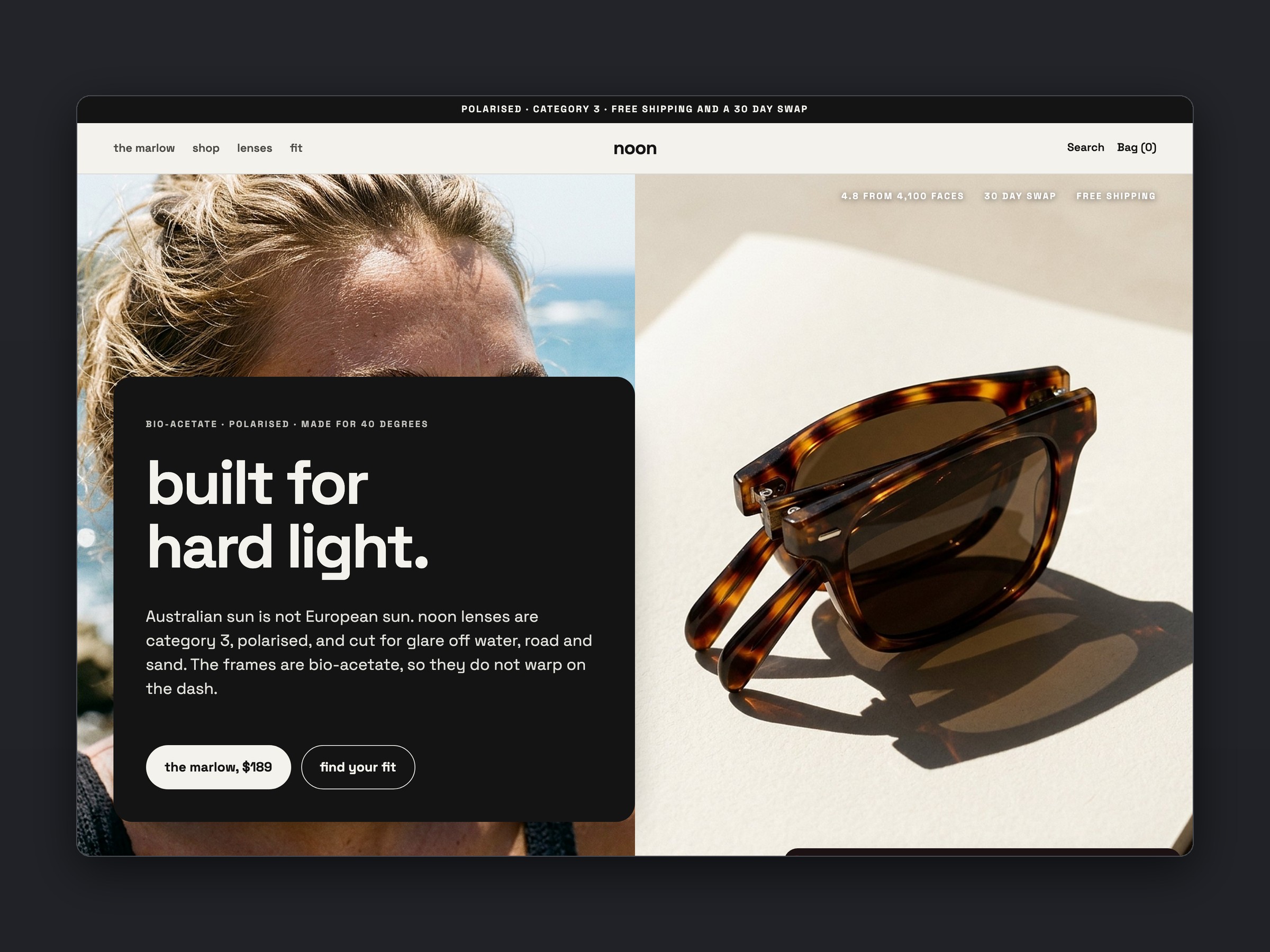 noon store, homepage