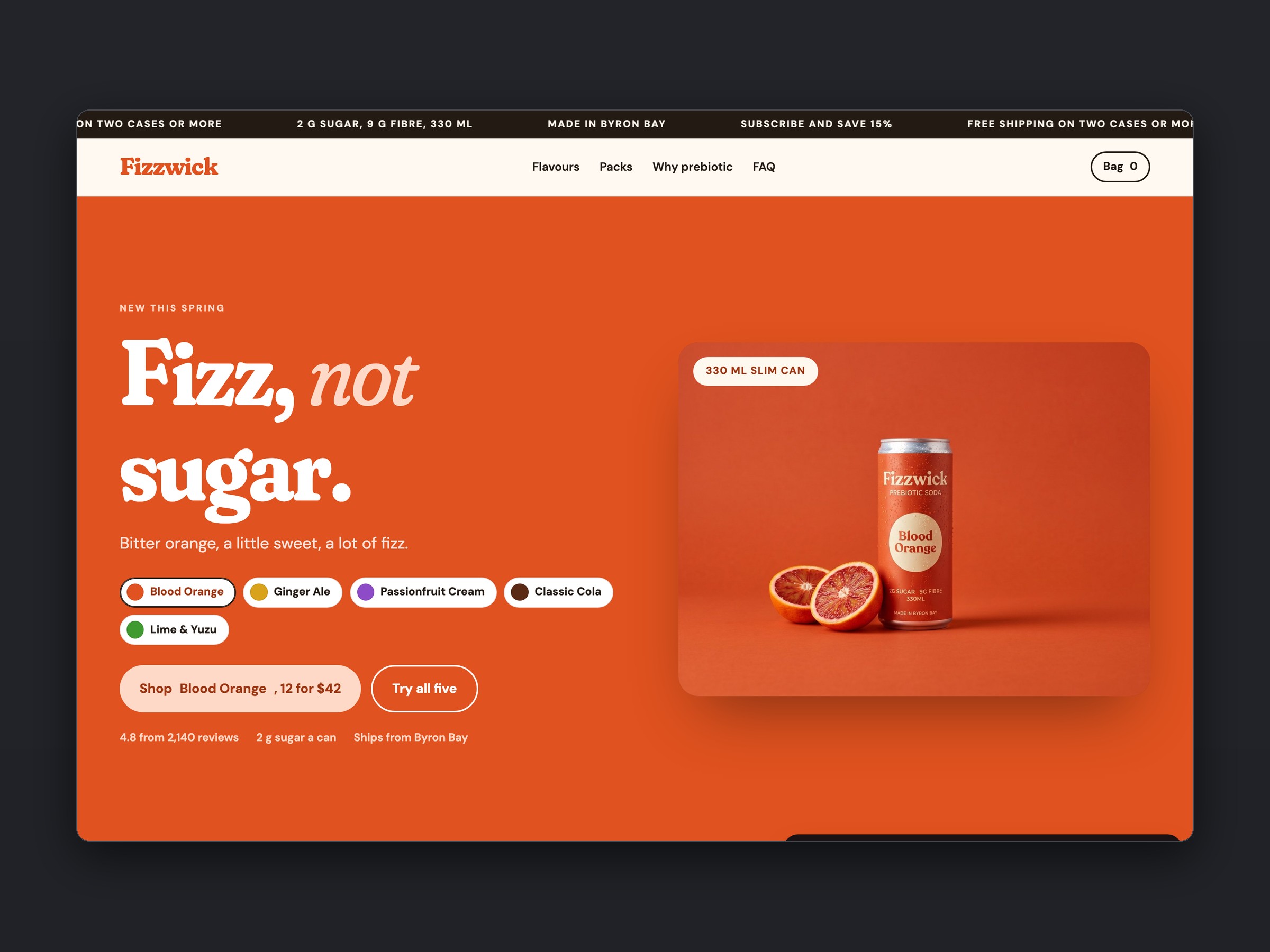 Fizzwick store, homepage