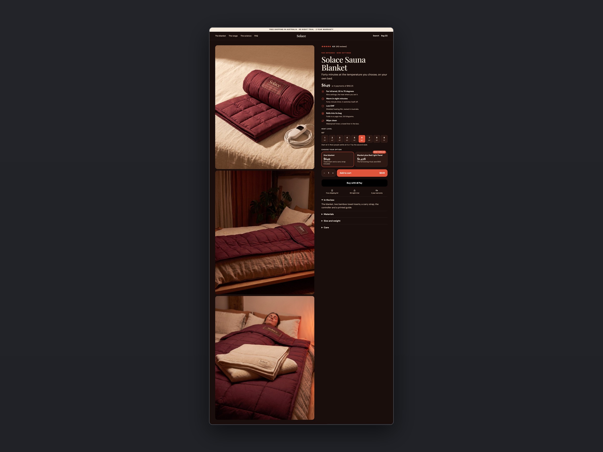 Solace store, a second page